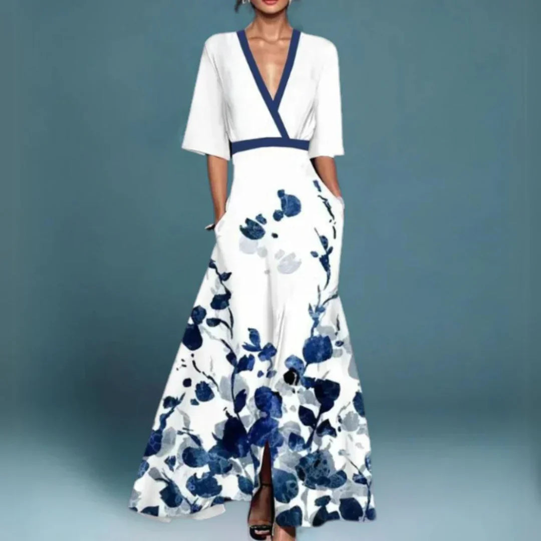 Floral Maxi Dress with Lightweight Breathable Fabric and A-Line Cut, Machine Washable