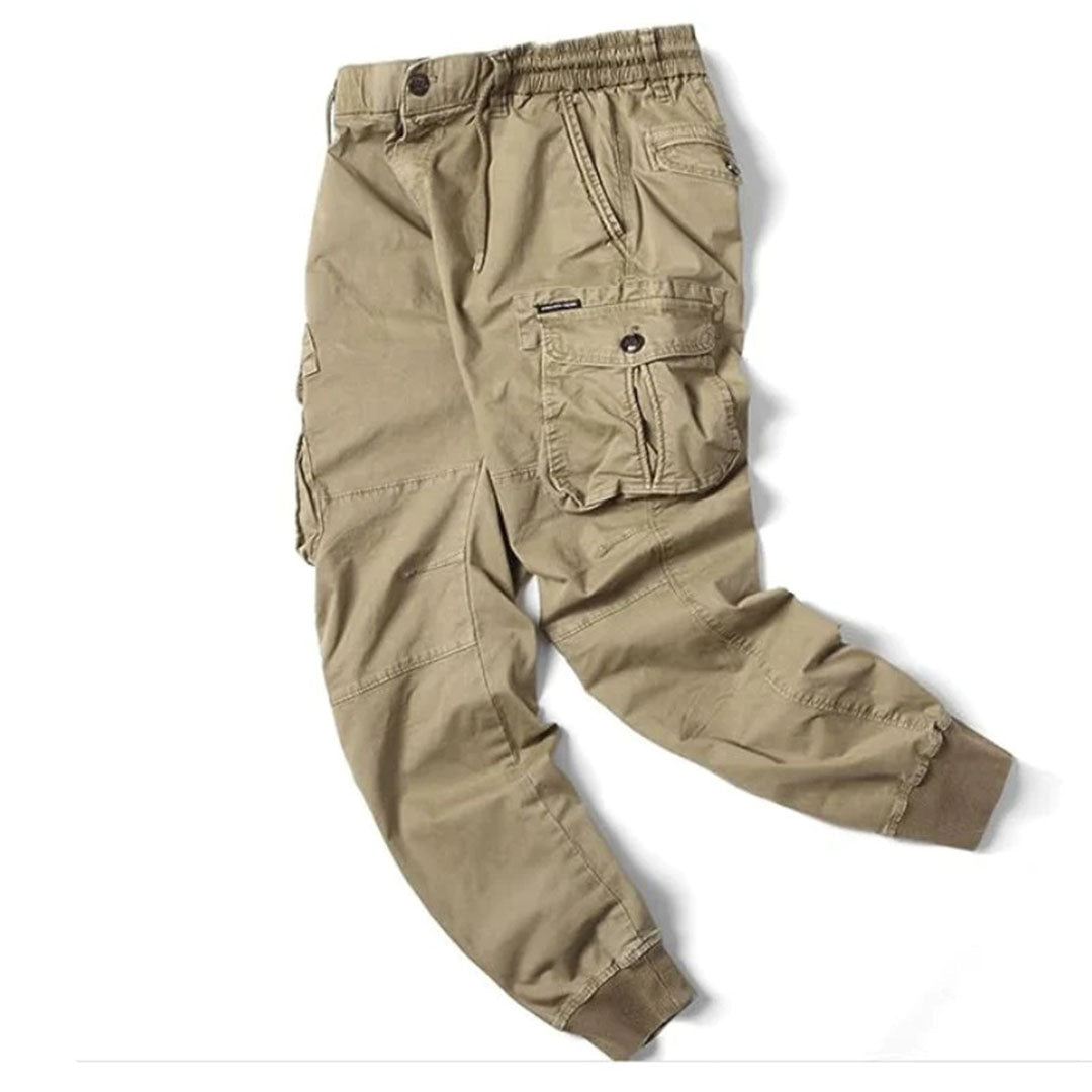 Mens Cargo Pants with Stretch Fabric and Utility Pockets, Tapered Silhouette