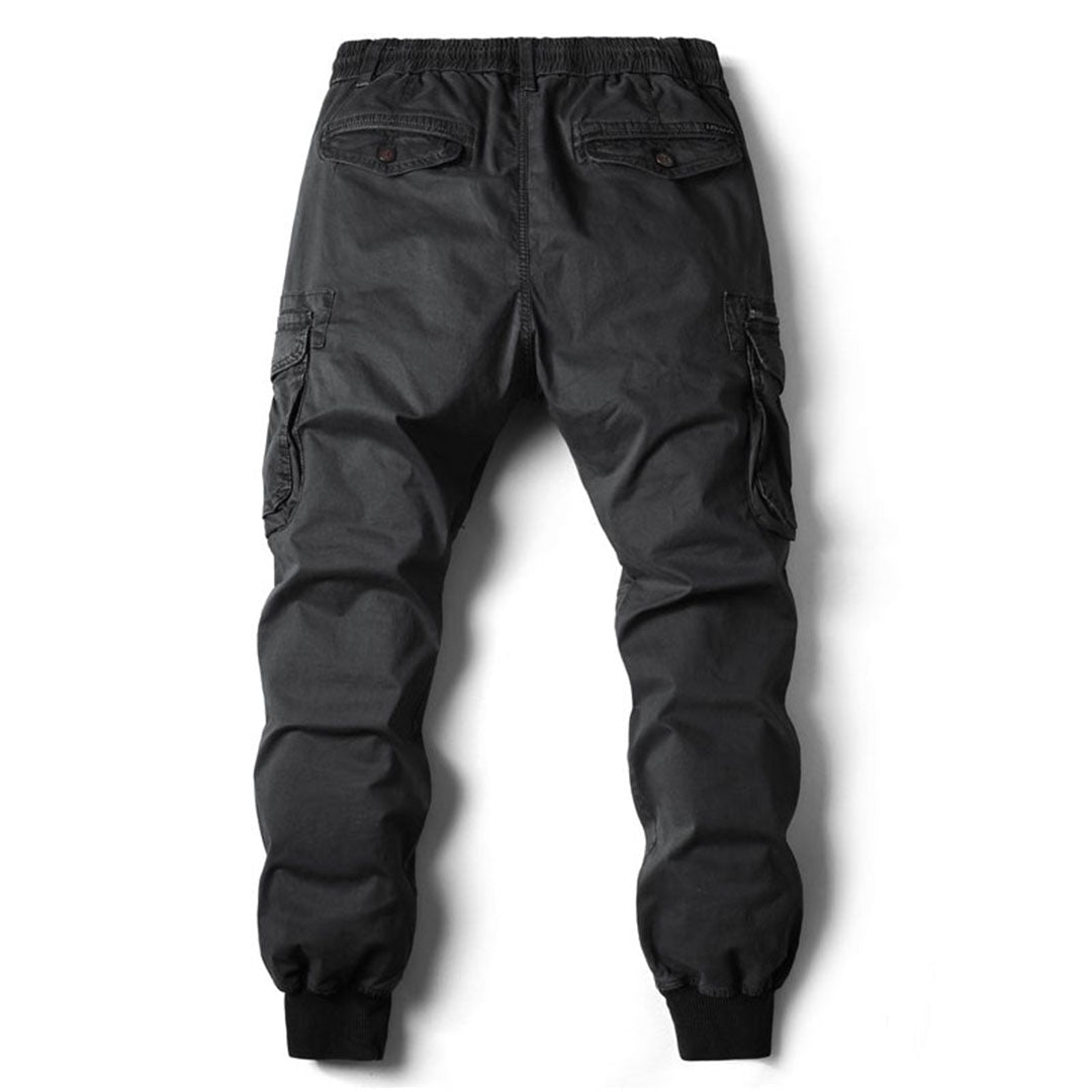 Mens Cargo Pants with Stretch Fabric and Utility Pockets, Tapered Silhouette