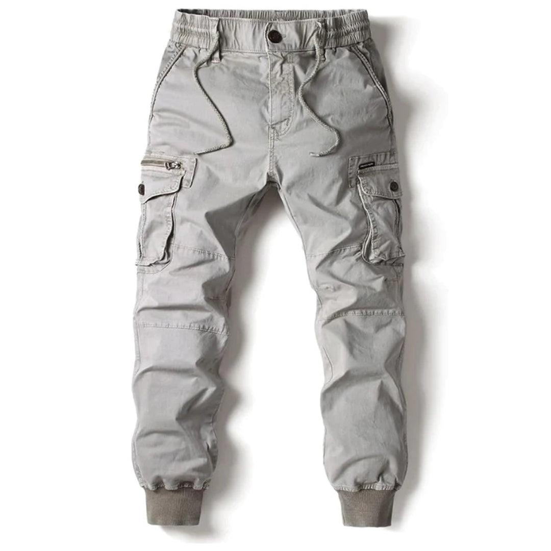 Mens Cargo Pants with Stretch Fabric and Utility Pockets, Tapered Silhouette