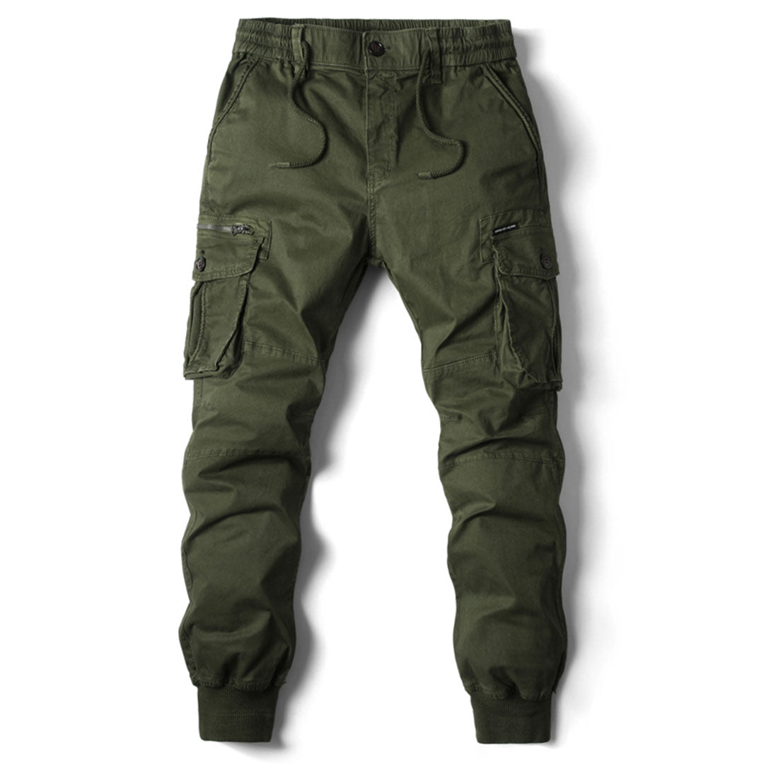 Mens Cargo Pants with Stretch Fabric and Utility Pockets, Tapered Silhouette