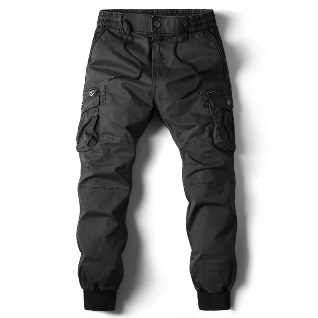 Mens Cargo Pants with Stretch Fabric and Utility Pockets, Tapered Silhouette