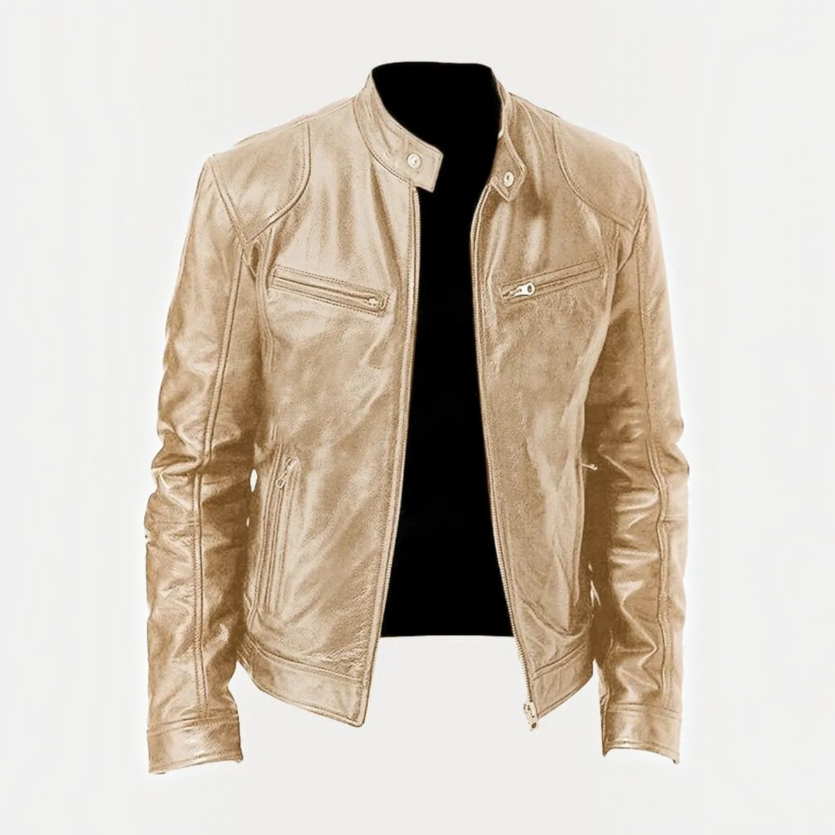 Mens Zip-Up Jacket with Tailored Fit and Two Front Pockets, Midweight Fabric Blend
