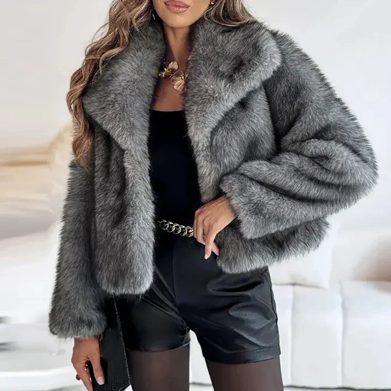 Faux Fur Jacket with Relaxed Fit and Hip-Skimming Length - Smooth Lining