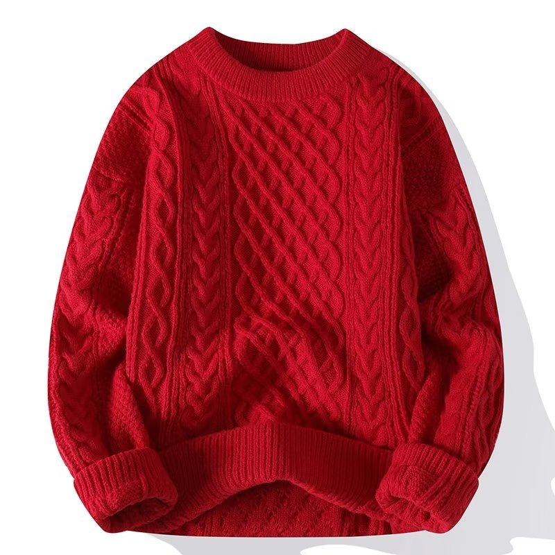 Cable Knit Sweater with Chunky Fisherman Pattern and Crew Neck, Cream