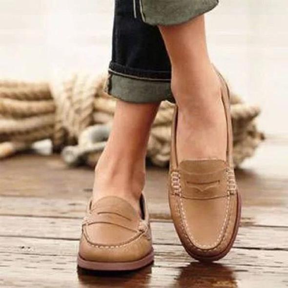 Womens Slip-On Loafers with Cushioned Insole and Breathable Lining, Flexible Rubber Sole