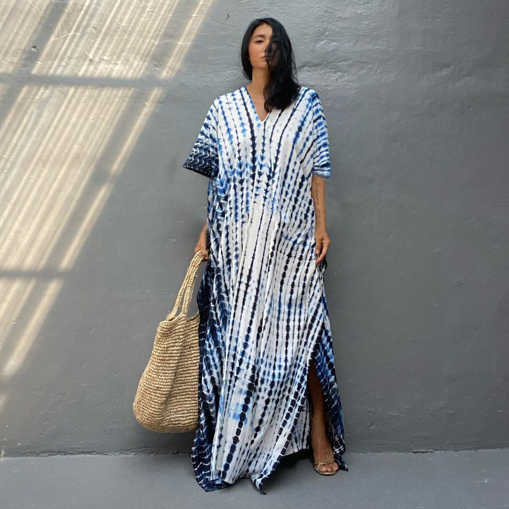 Tie Dye Maxi Dress with Relaxed Fit and Lightweight Breathable Fabric, Boho