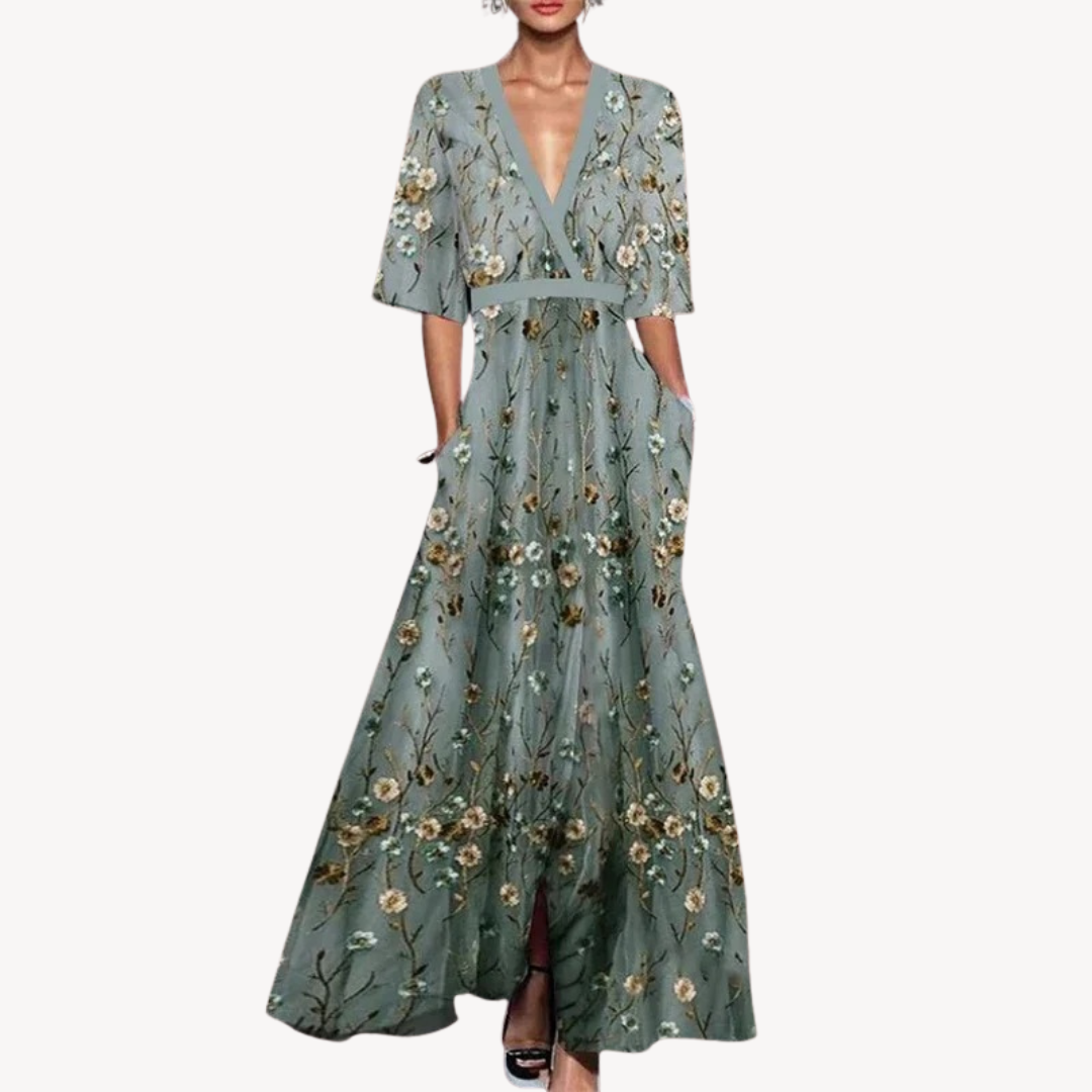 Wrap Maxi Dress with Adjustable Self Tie and Floor-Grazing Silhouette for Evening Events