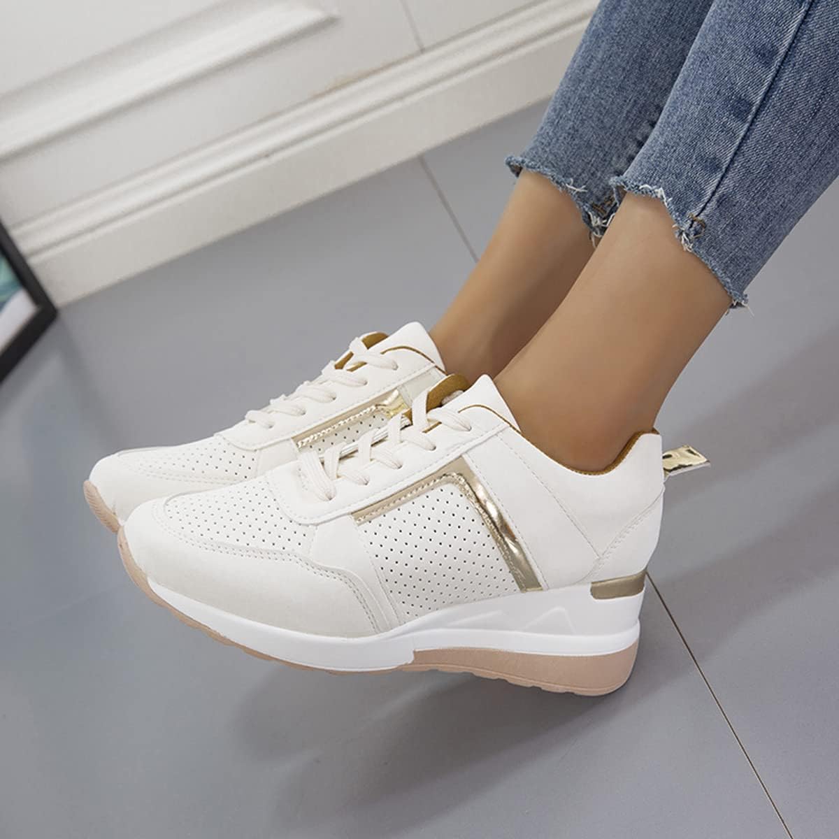 Platform Sneakers for Women with Breathable Mesh and Arch Support