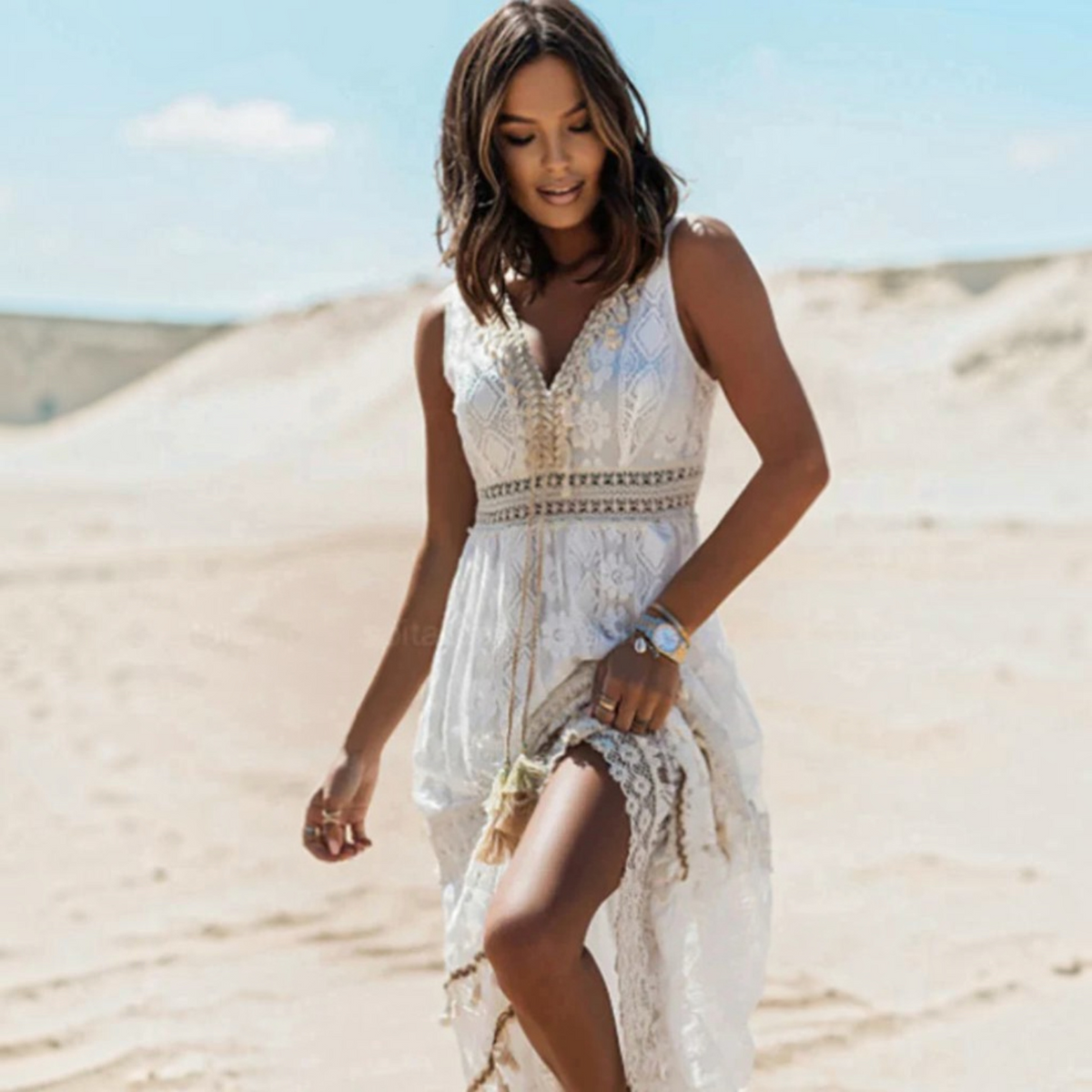 Womens Maxi Dress with Breathable Viscose Blend and Relaxed Fit, Bohemian Print