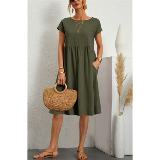 Womens Midi Dress with Lightweight Breathable Fabric and Relaxed Fit, Mid-Calf Length