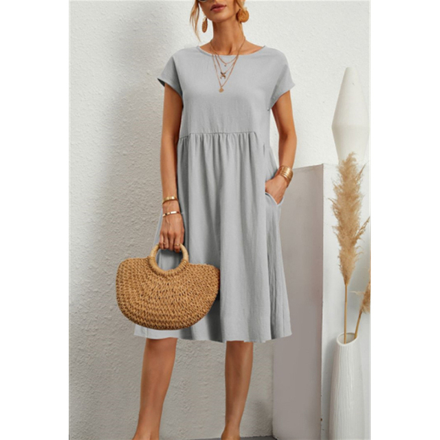 Womens Midi Dress with Lightweight Breathable Fabric and Relaxed Fit, Mid-Calf Length
