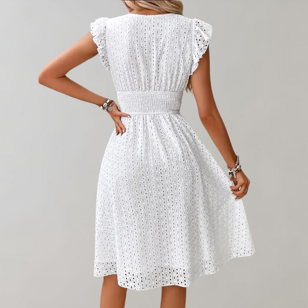 Womens Midi Dress with V-Neckline and Relaxed Fit for Summer