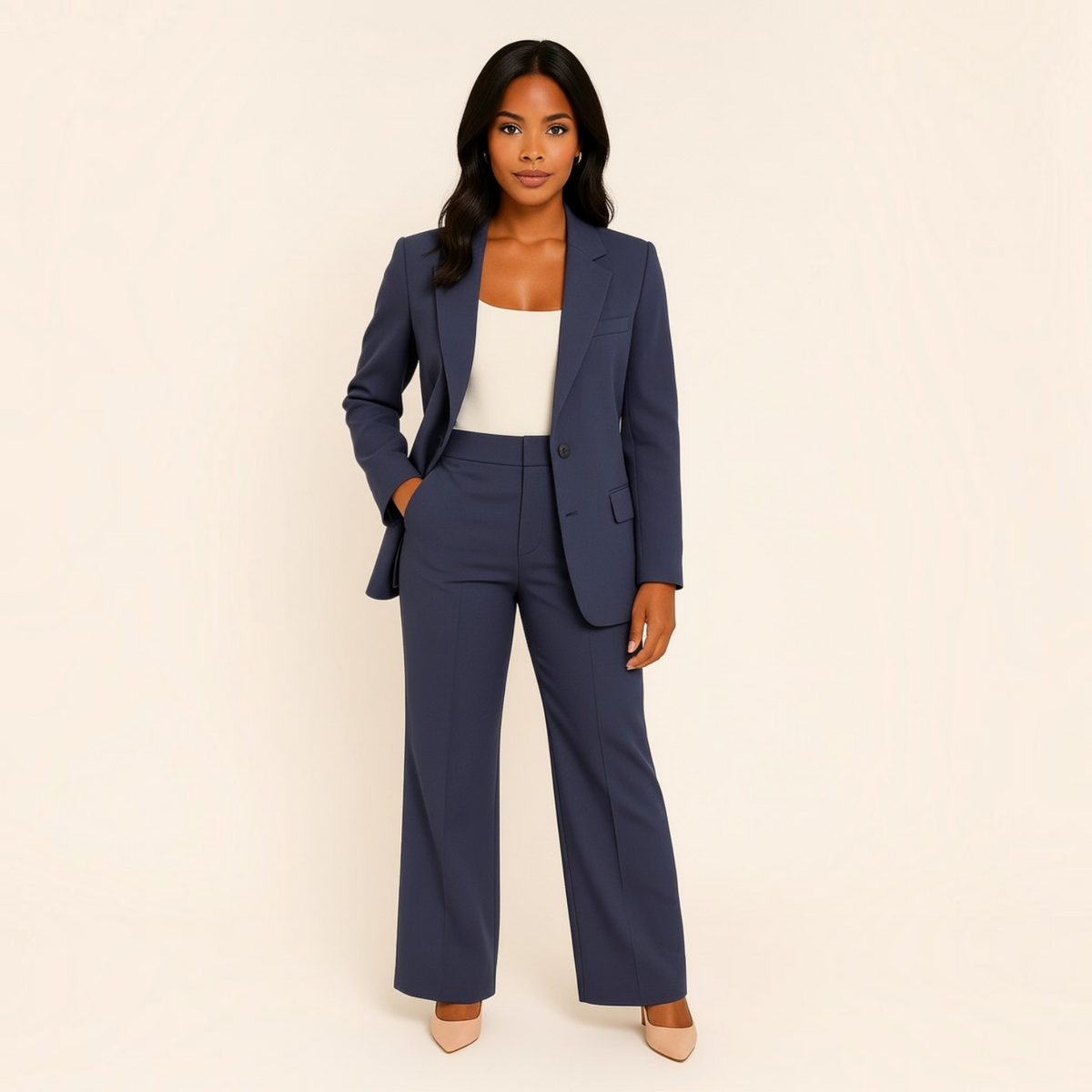 Womens Suit with Shaped Blazer and Matching Trousers, Regular Fit