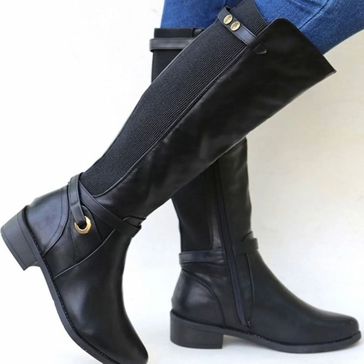 Comfortable Knee High Riding Boots with Orthopedic Arch Support and Side Zipper