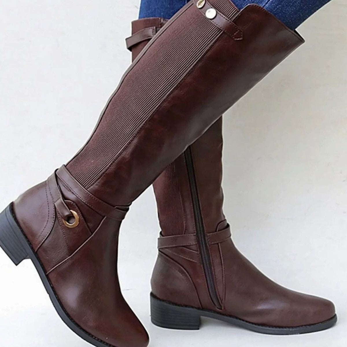 Comfortable Knee High Riding Boots with Orthopedic Arch Support and Side Zipper