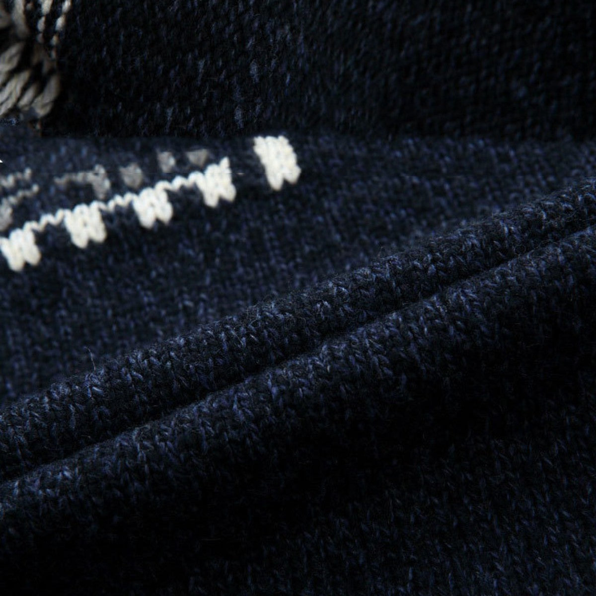 Mens Fleece Lined Zip Up Cardigan Sweater with Fair Isle Geometric Pattern