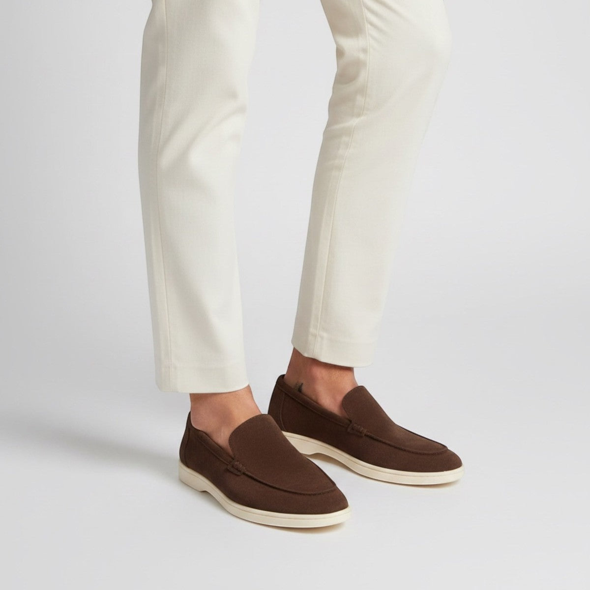 Mens Suede Slip On Loafers with Cushioned Insole and Flexible Sole