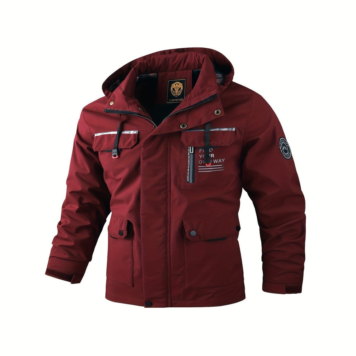 Waterproof Hooded Windbreaker Jacket with Zipper Pockets for Men
