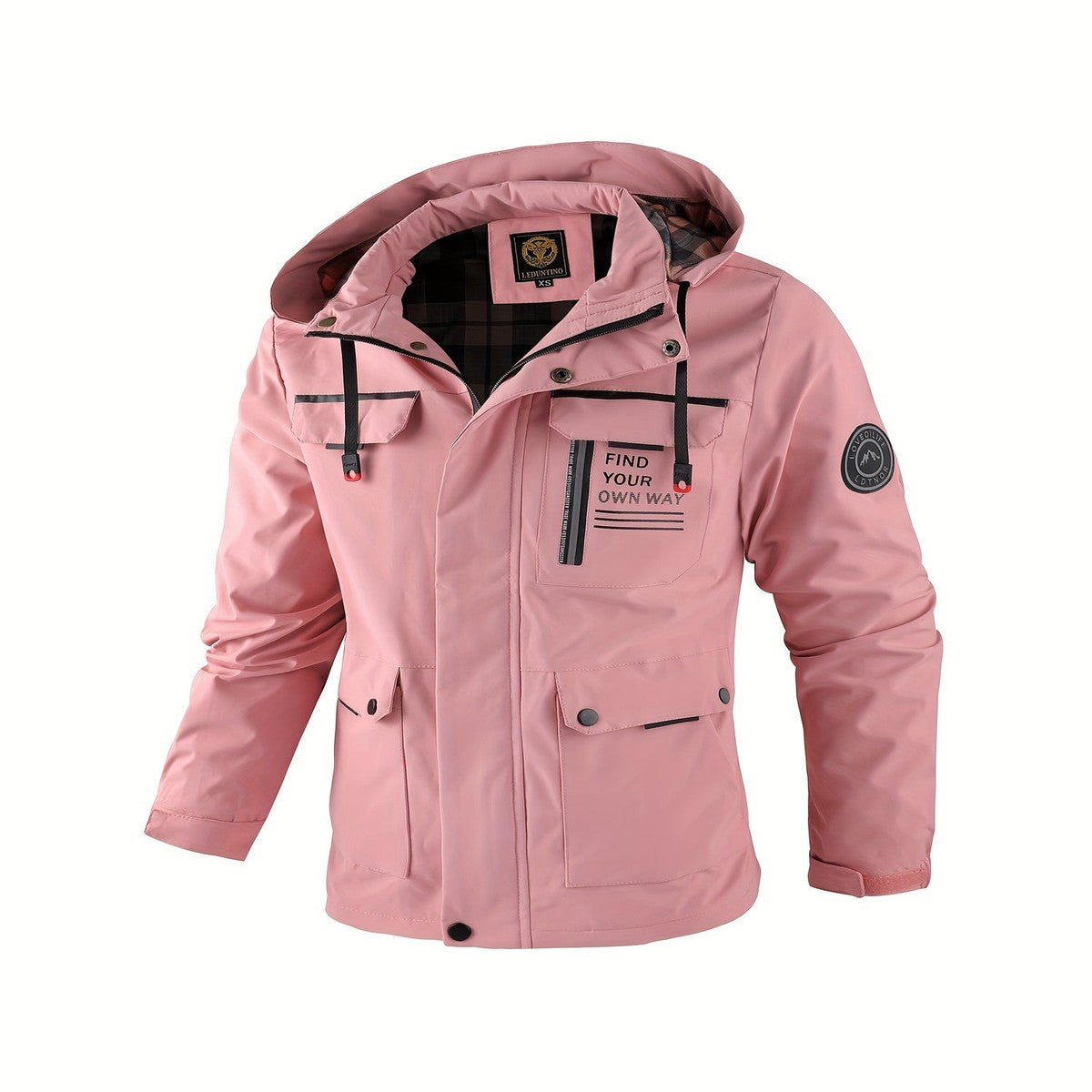 Waterproof Hooded Windbreaker Jacket with Zipper Pockets for Men