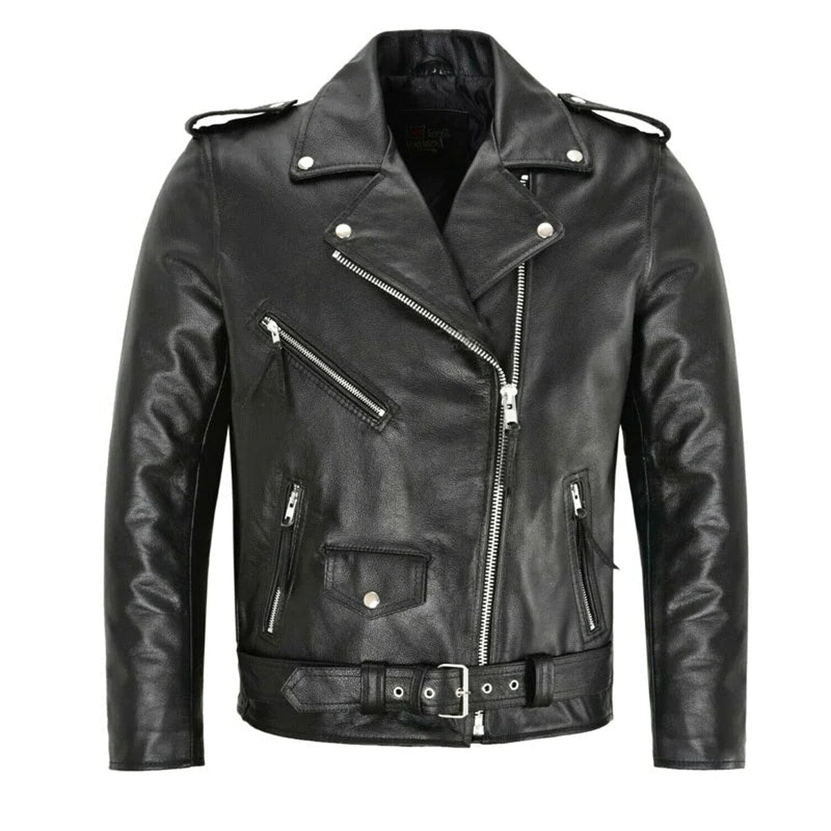 Mens Casual Flight Jacket with Waist Buckle and Shoulder Straps