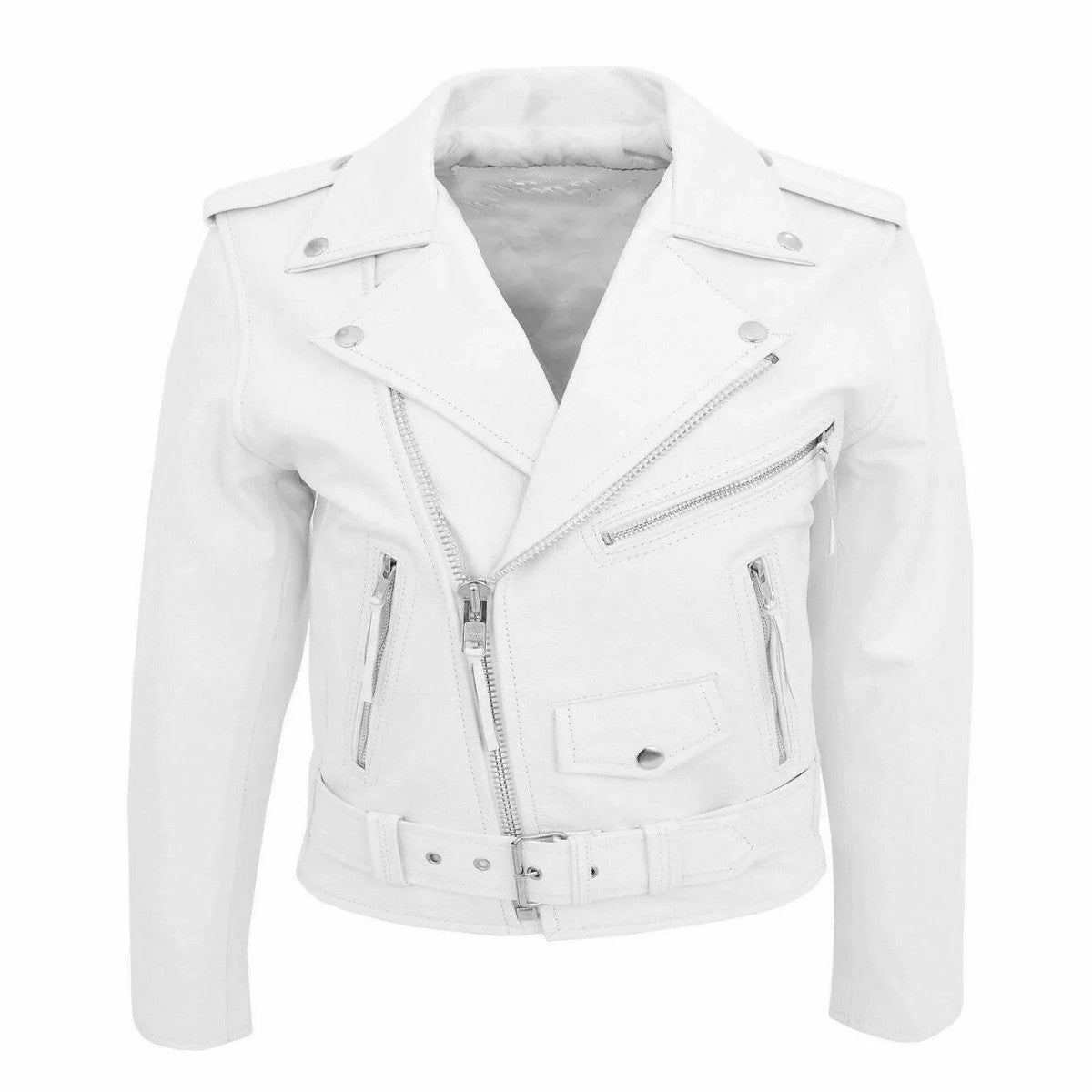 Mens Casual Flight Jacket with Waist Buckle and Shoulder Straps