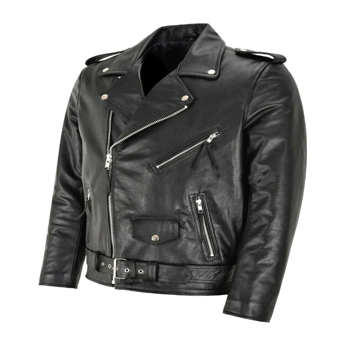 Mens Casual Flight Jacket with Waist Buckle and Shoulder Straps