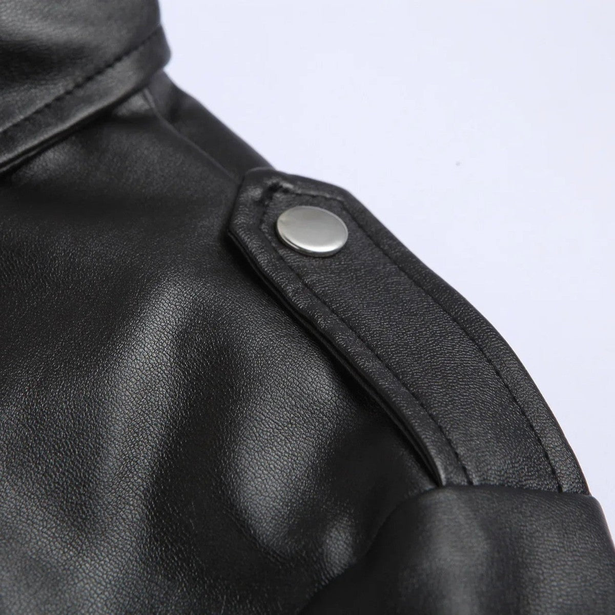 Mens Casual Flight Jacket with Waist Buckle and Shoulder Straps