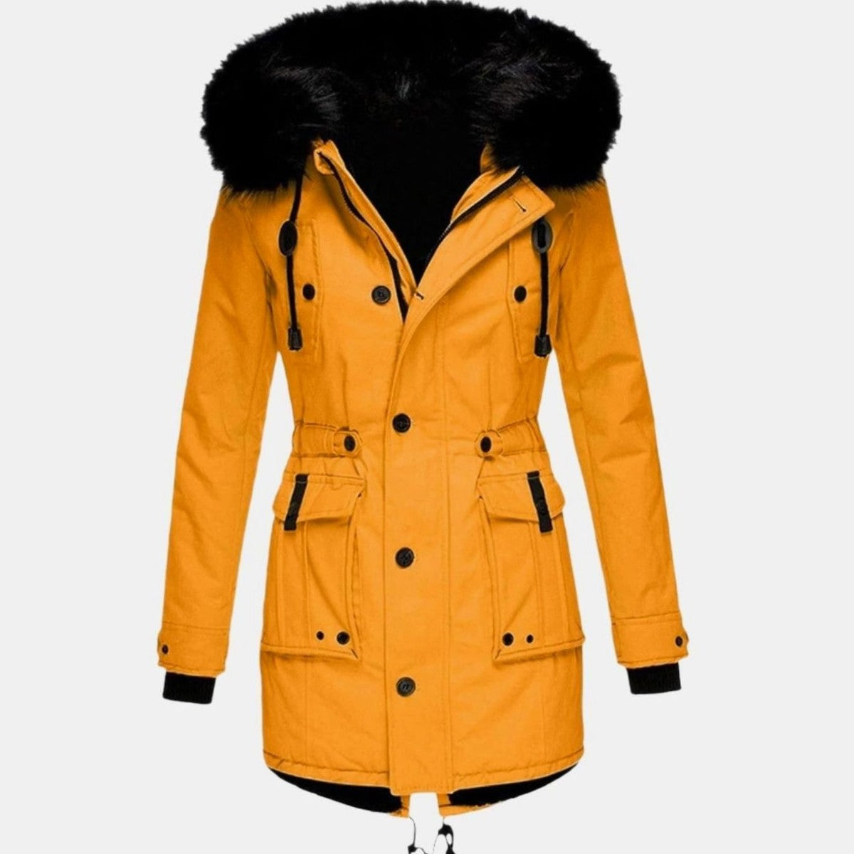 Winter Puffer Parka with Soft Plush Lining and Faux Fur Hood