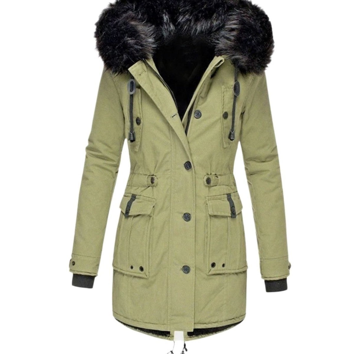 Winter Puffer Parka with Soft Plush Lining and Faux Fur Hood