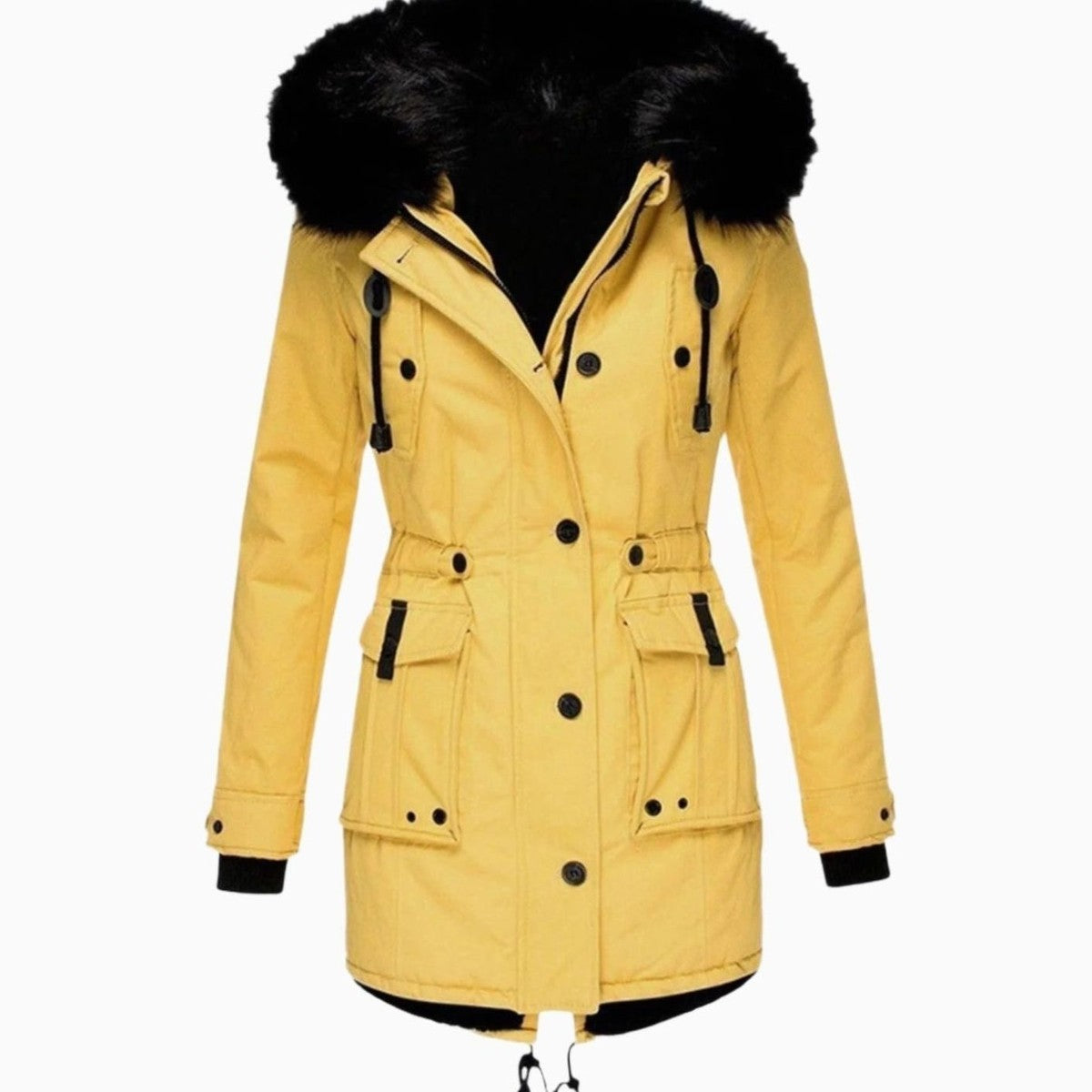 Winter Puffer Parka with Soft Plush Lining and Faux Fur Hood