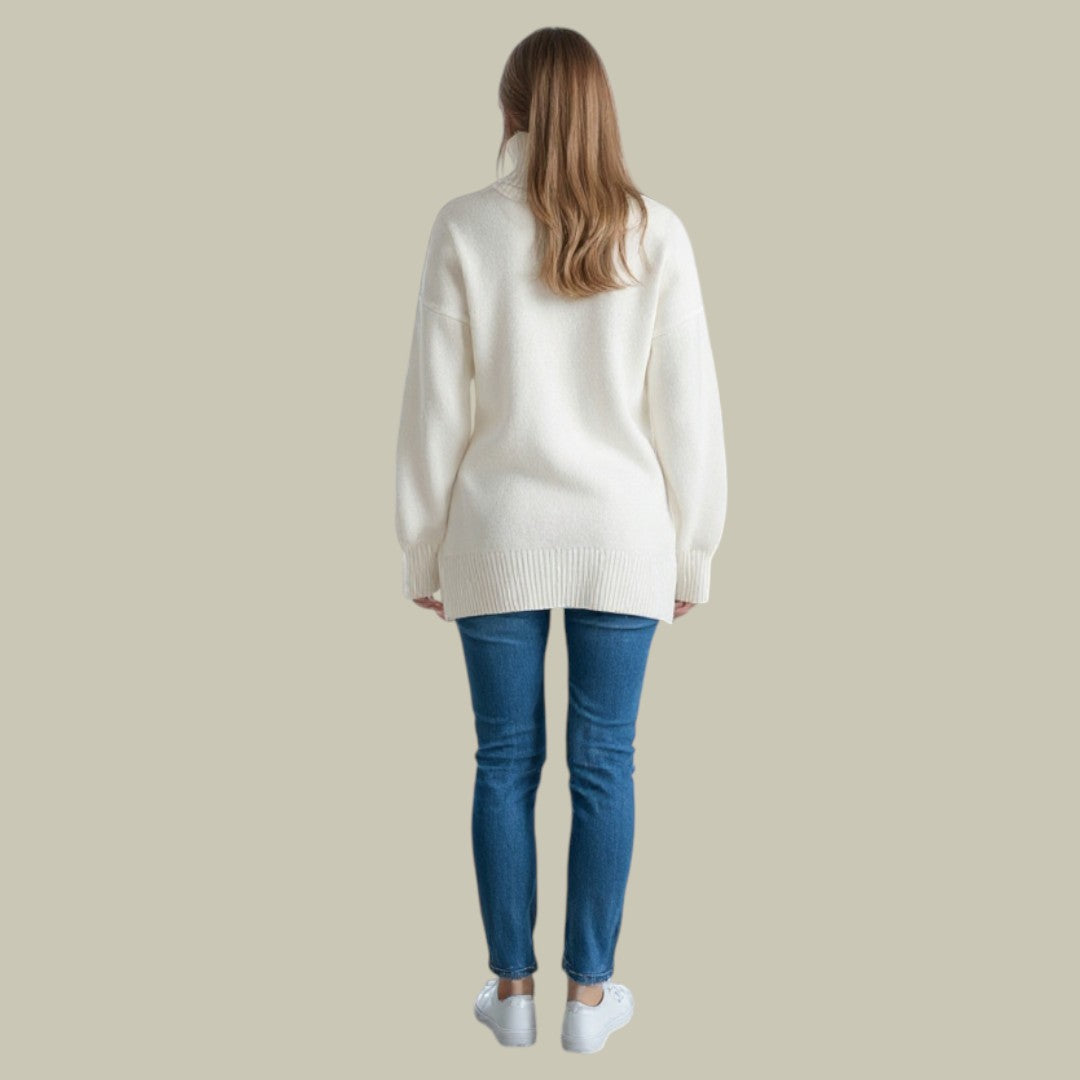 Womens Turtleneck Sweater with Tall Neck and Modern Relaxed Fit, Machine Washable