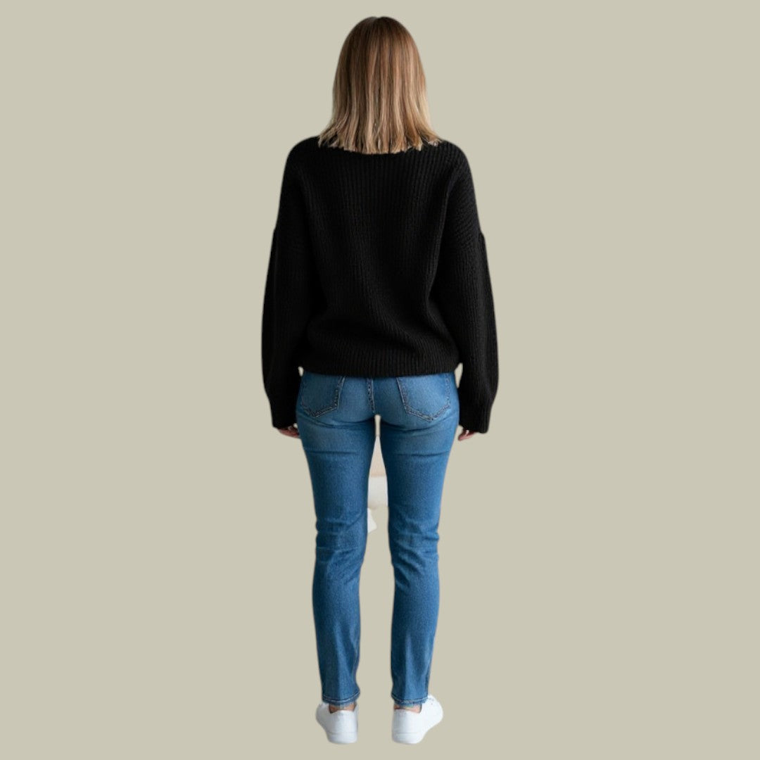 Womens Turtleneck Sweater with Tall Neck and Modern Relaxed Fit, Machine Washable