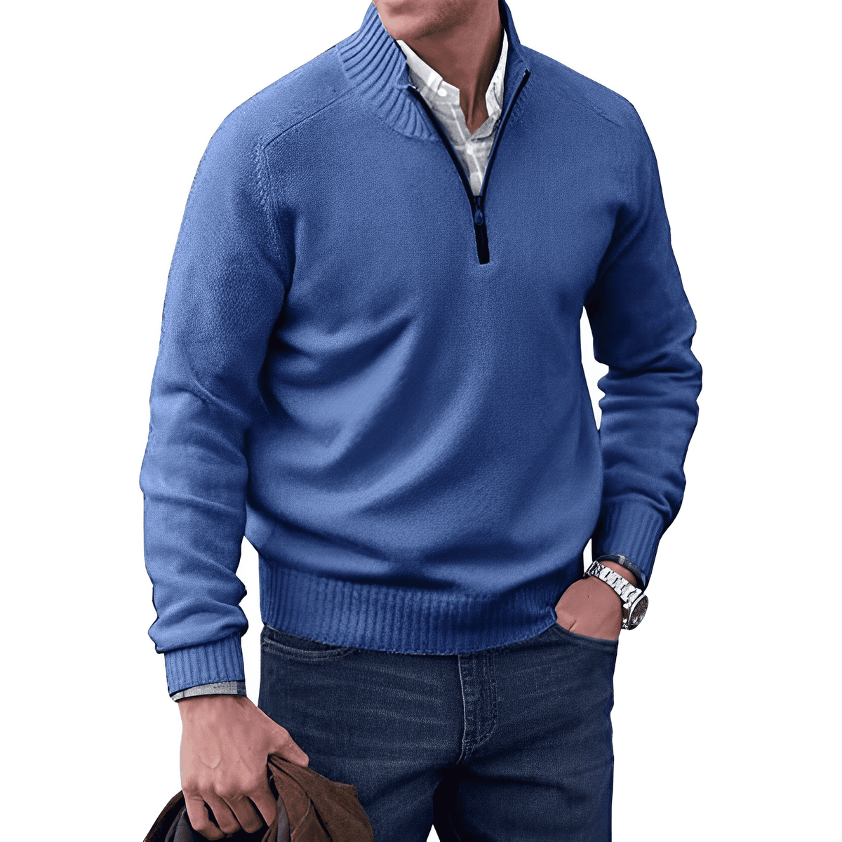 Mens Half Zip Pullover with Soft Knit Blend and Regular Fit, Machine Washable