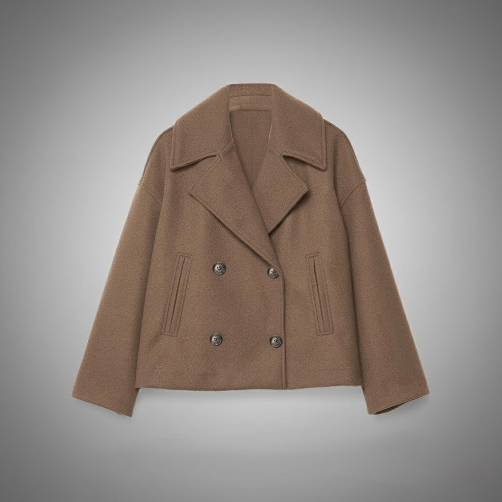 Womens Cropped Jacket with Double Button Closure and Tailored Fit, Lightweight Lining