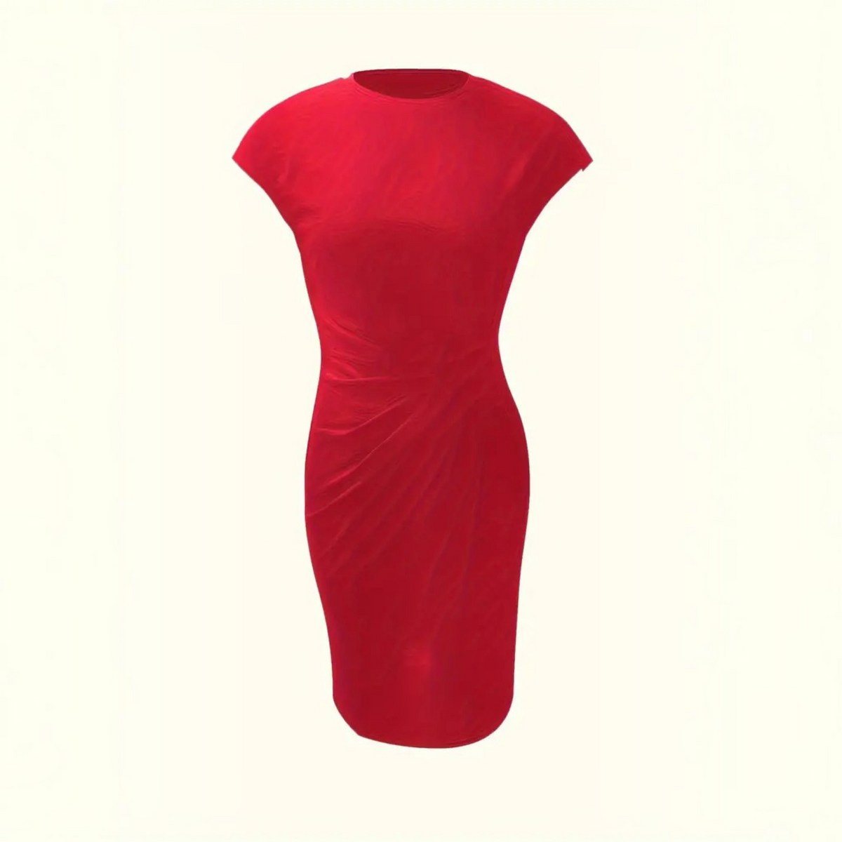 Womens Bodycon Dress with Stretch Knit Fabric and Short Sleeves, Contoured Silhouette