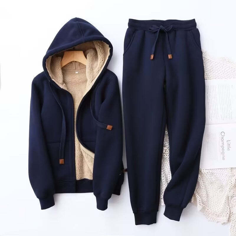Womens Hoodie and Jogger Set with Brushed Fleece, Kangaroo Pocket, Elastic Waistband