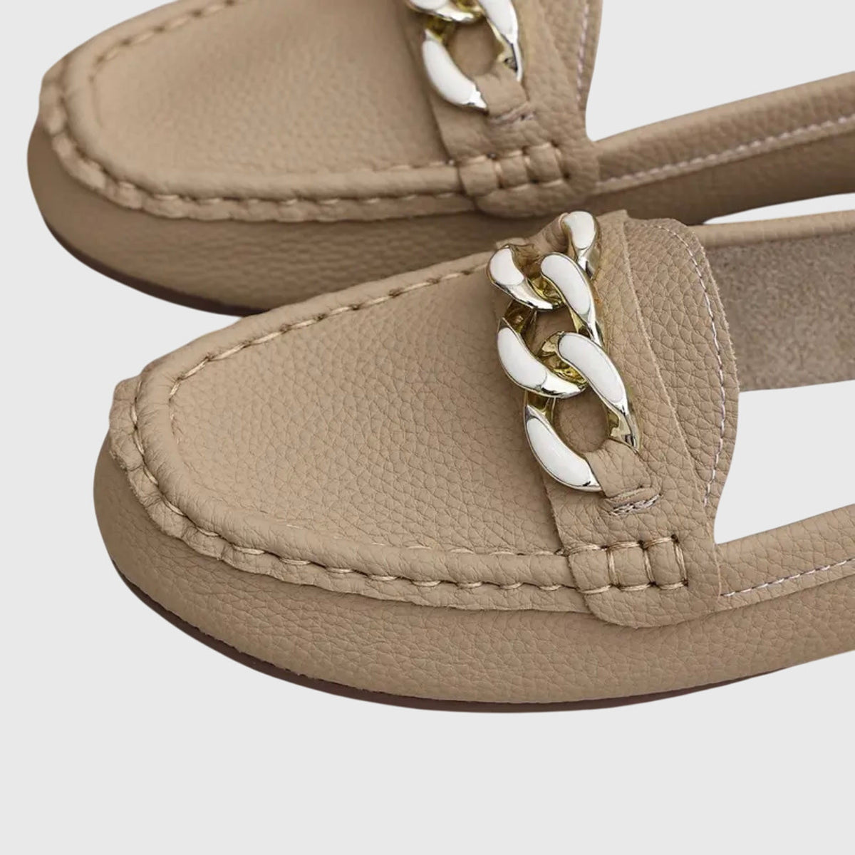 Chain Detail Leather Loafers for Women