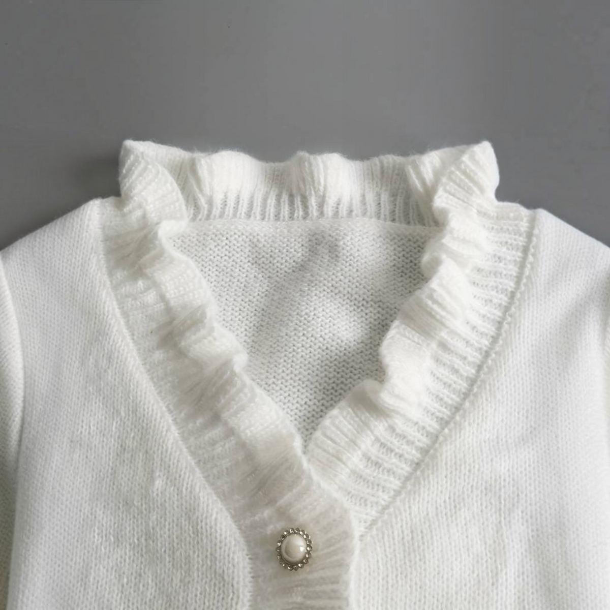 Womens Ruffle Blouse with Decorative Front Buttons and Relaxed Fit, Woven Blend