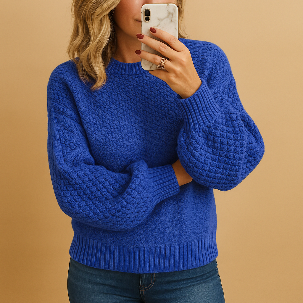 Cozy Textured Knit Sweater for Women with Relaxed Layering Fit and Hip-Length Hem