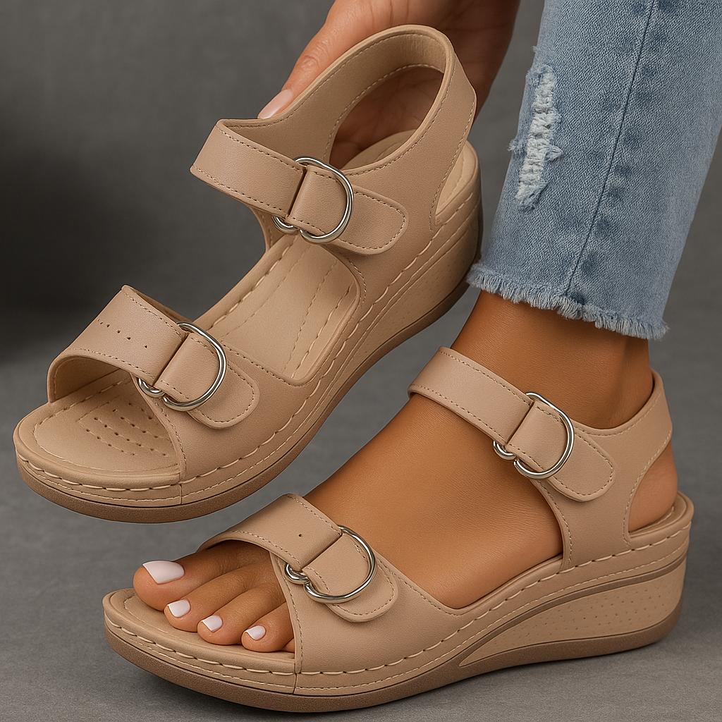 Orthopedic Wedge Sandals with Adjustable Strap and Contoured Footbed