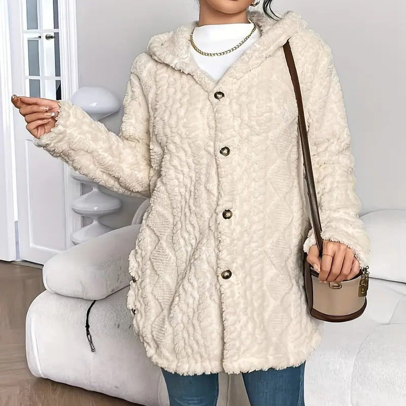 Oversized Plush Hooded Cardigan for Women - View 9
