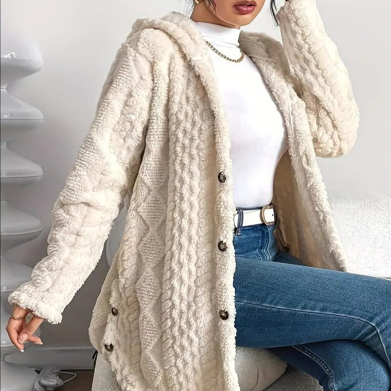 Oversized Plush Hooded Cardigan for Women - View 11