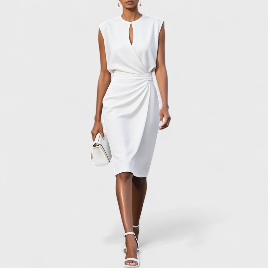 Midi Dress with Silhouette and Stretch Fabric, Invisible Side Zipper