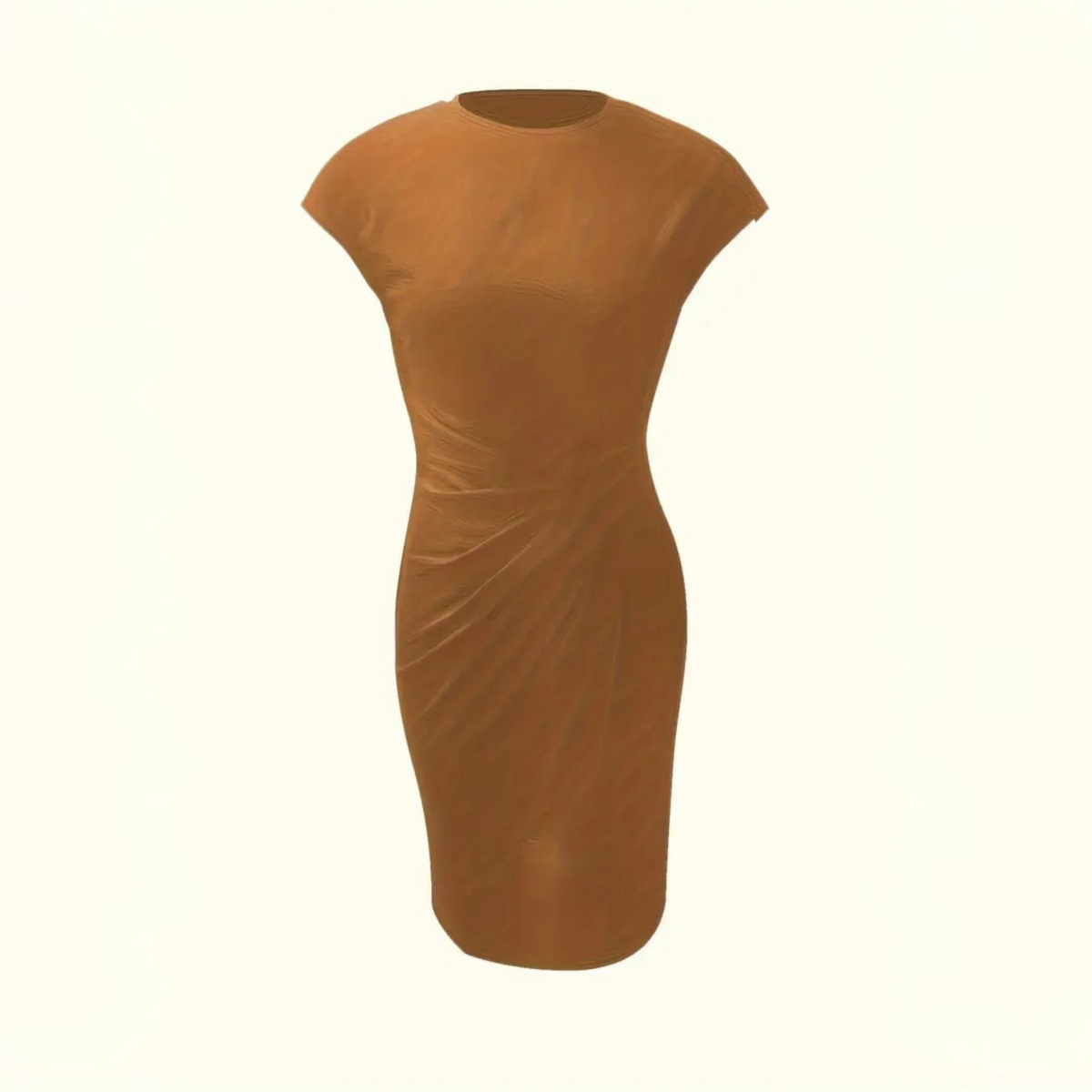 Womens Bodycon Dress with Stretch Knit Fabric and Short Sleeves, Contoured Silhouette