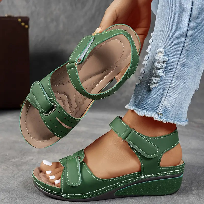 Orthopedic Wedge Sandals with Adjustable Strap and Contoured Footbed