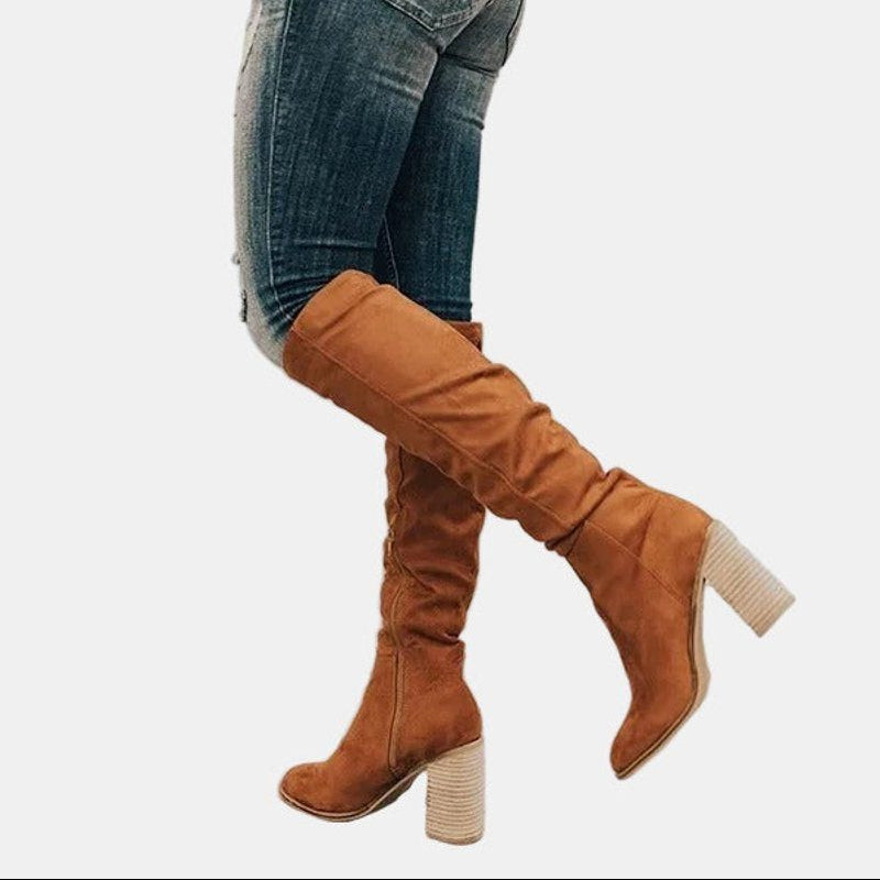 Over-the-Knee Block Heel Stretch Boots for Women - View 5