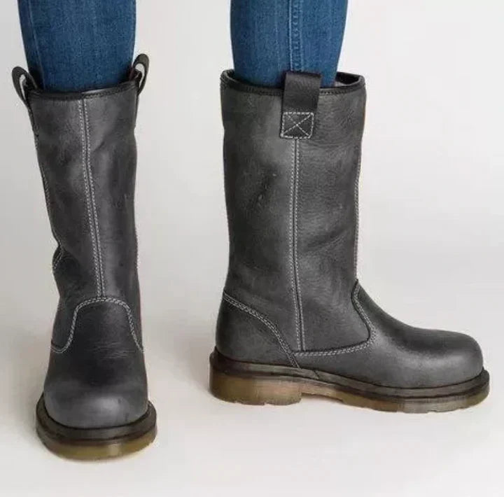 Insulated Leather Work Boots with Slip-Resistant Sole and Cushioned Insoles, Lace-Up