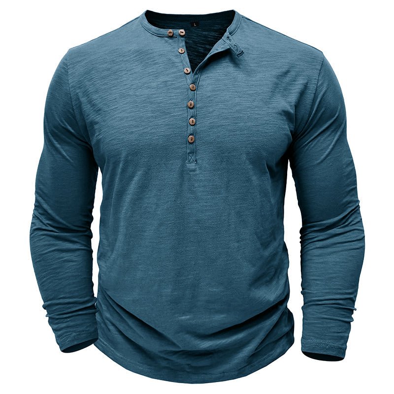 Mens Henley Shirt with Long Sleeve and Soft Breathable Knit, Regular Fit
