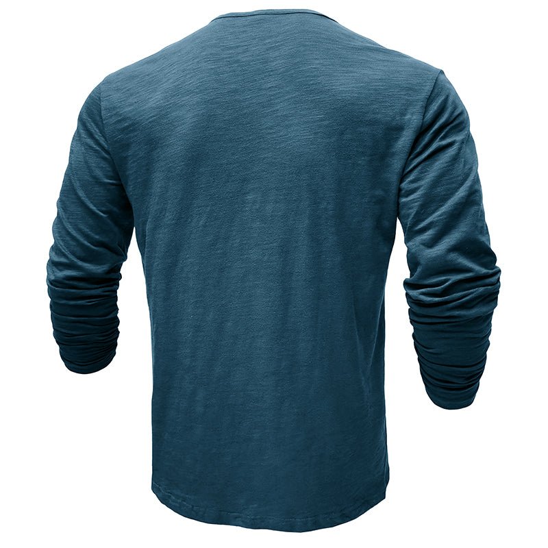 Mens Henley Shirt with Long Sleeve and Soft Breathable Knit, Regular Fit